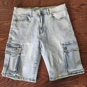 Share Women’s Y2K High Rise Cargo Denim Shorts Size L Utility Style Summer Casua